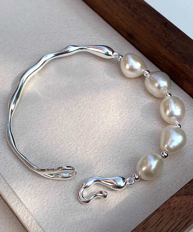 Original Design White Sterling Silver Pearl Bracelet - Omychic