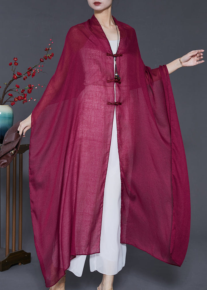 Vintage Mulberry Chinese Button Chiffon Shawl