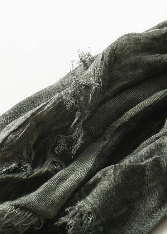 army green Cinched scarf warm vintage cotton linen scarves