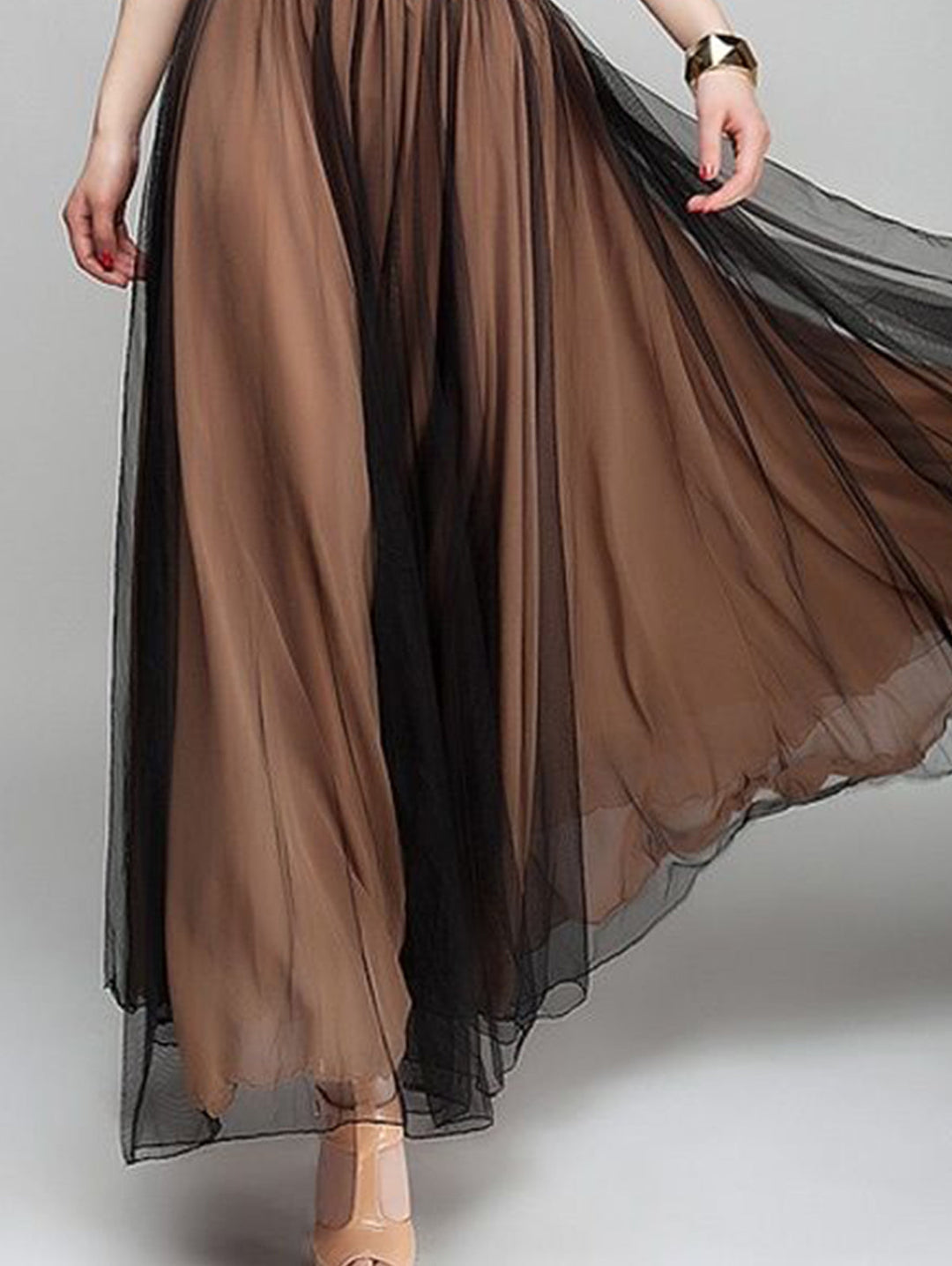 Elegant Plain Boat Neck Flowy Hem Maxi Dress - Omychic