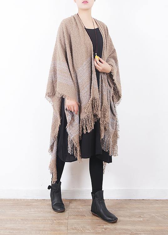 fall winter gray blue striped scarf oversize women rectangle shawl