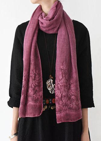 New Orange Pink Cute Rectangle Scarves Women Casual Warm Embroidery Scarf