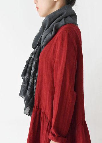 winter women embroidery cotton blended scarf rectangular blue big scarves